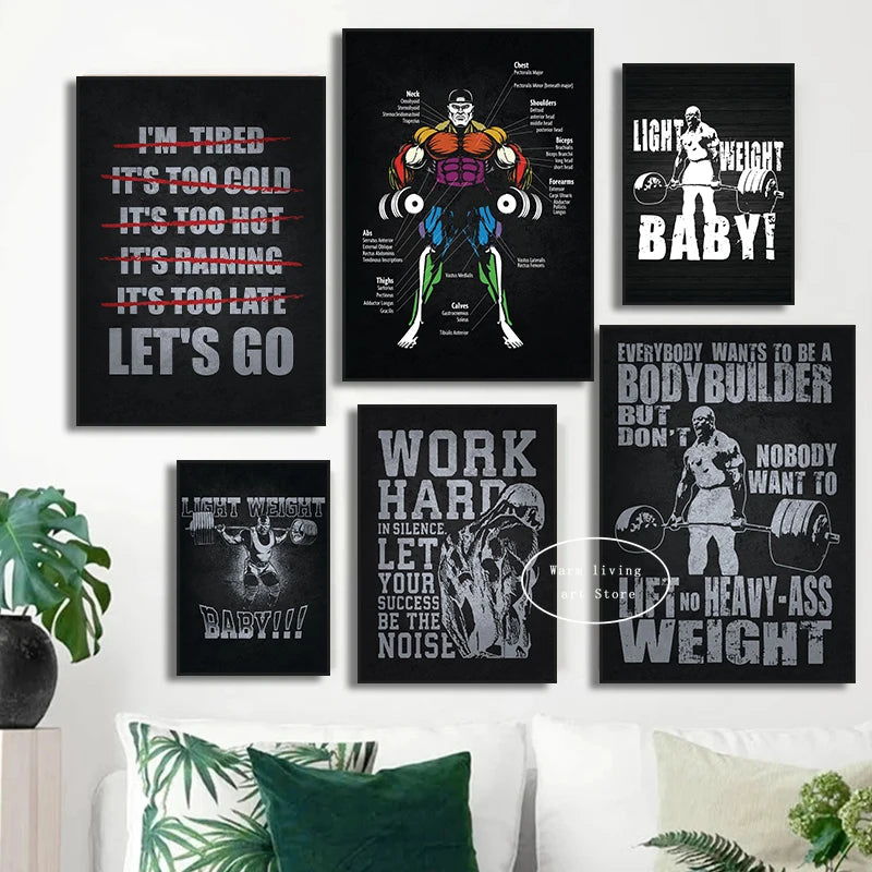 Arnold Schwarzenegger Bodybuilding Weightlifting Poster Motivational Quotes Fitness Canvas Painting Wall Art Gym Home Decor