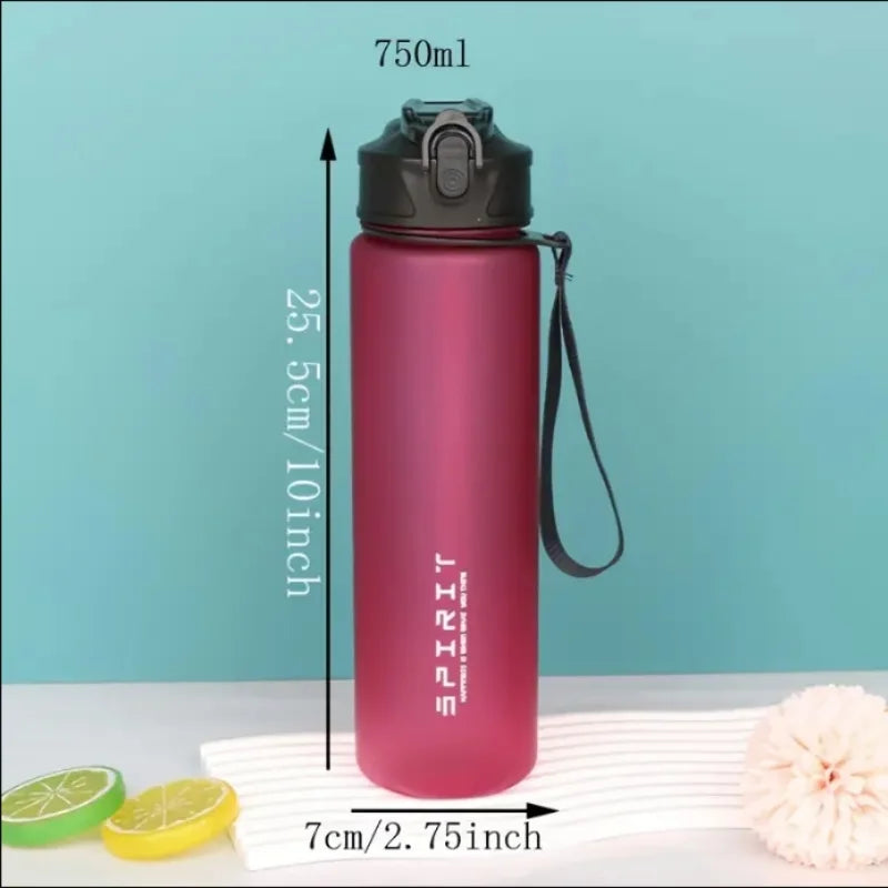 Large Capacity Grinkwell Frosted Sports Water Bottle-Leakproof,BPA-Free PC with Silicone Straw & Carrying Rope