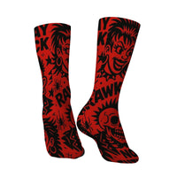 Novel Harajuku retro punk rebellious graffiti style men's socks with exaggerated skull patterns, casual socks for crazy parties.