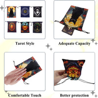 Velvet Witch Cat  Tarot Card Bag With Halloween Pumpkin Drawstring Pouch For Divination Jewelry Astrology Dice Accessories Bag