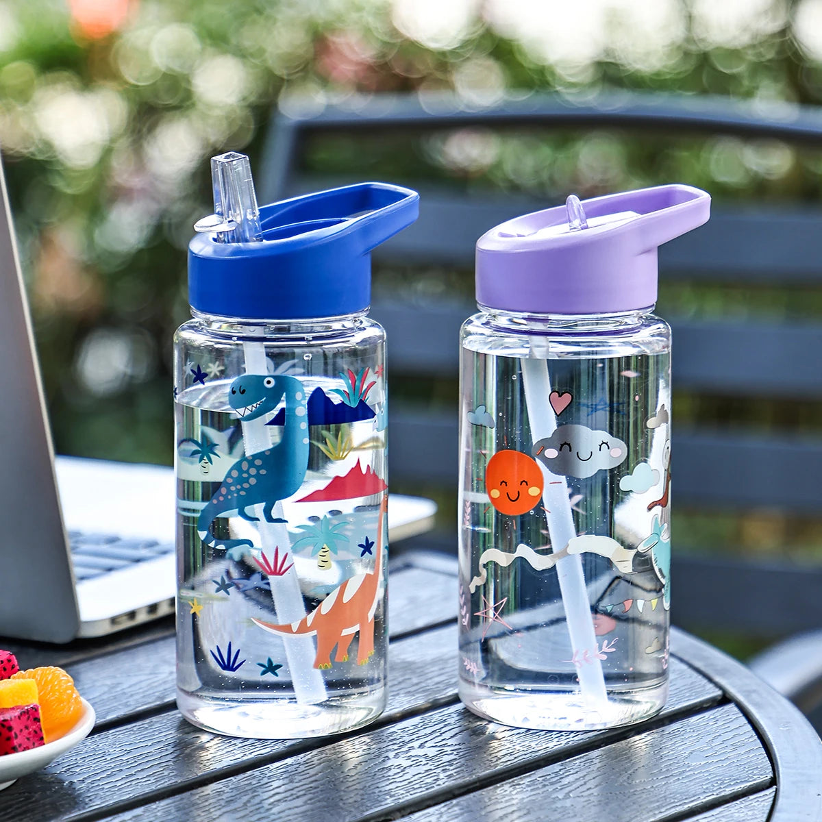 A 500ml Straw Cup, Cute and Portable Dinosaur Ice Cream Water Bottle, Outdoor Portable Cute Cup Water Bottle