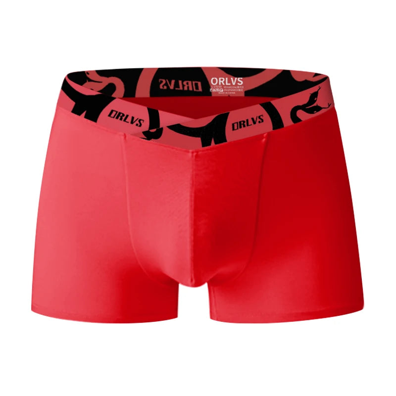 ORLVS Soft Modal Men's Underwear Big V Cut Boxer Briefs No Roll Waistband Trunks with Double Layer Crotch for Daily & Sports