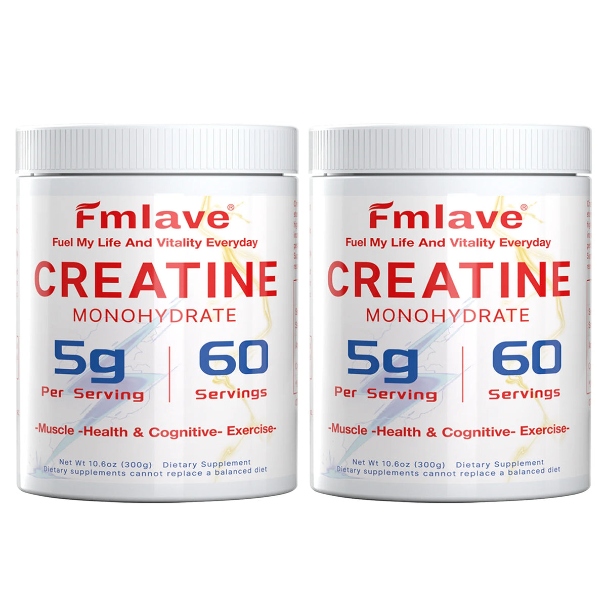 Fmlave Creatine Monohydrate Micronized Powder 300g - 60 Servings, 5000mg Per Serving (5g) - for Men & Women Muscle Growth & Recovery