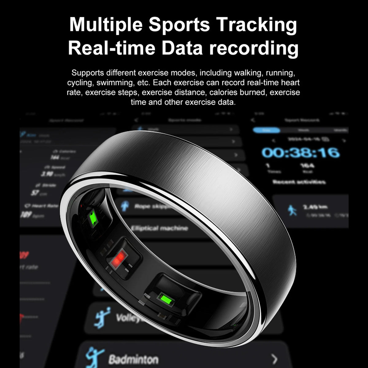 Smart Ring R10 Gesture Control Heart Rate Body Temperature Blood Oxygen Sleep Monitor 5ATM Waterproof Multi Sport Smart Ring