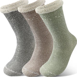 3Pairs Super Thick Merino Wool Socks Women Winter Thermal Soft Cozy Mid Tube Socks Fleece Lined Outdoor Sport Sock for Cold Snow