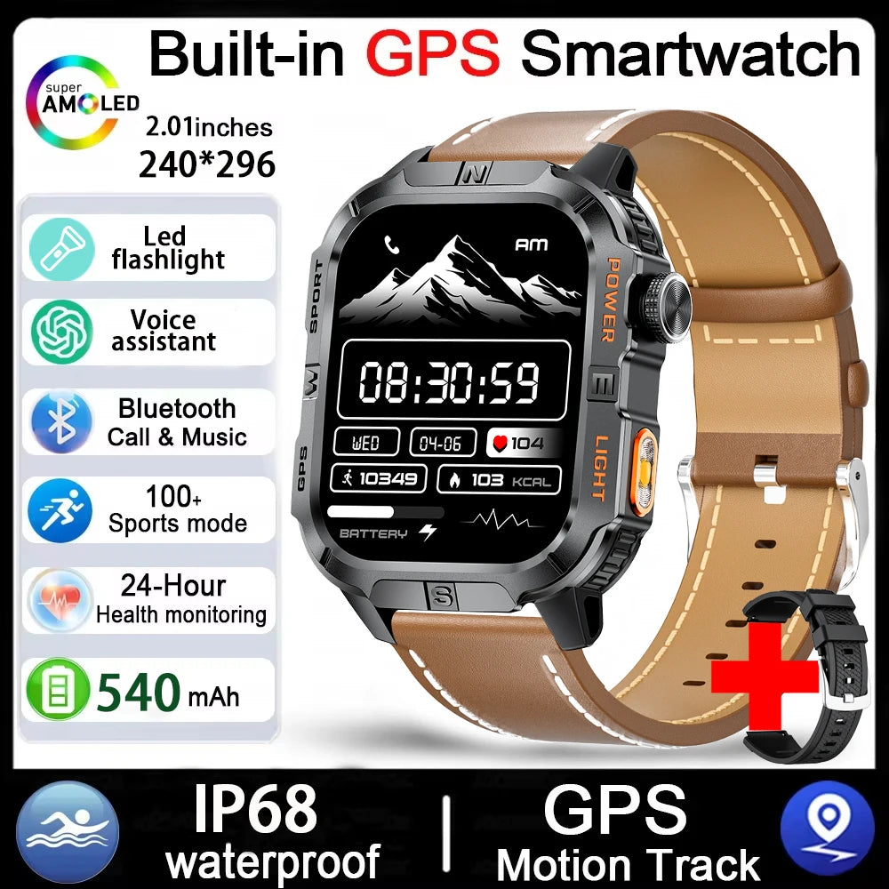 2026 Outdoor New 540mAh Battery T-Rex 3 Military Grade Smart Watch Men IP69K Waterproof GPS HD Bluetooth Call 100+Sports Watch