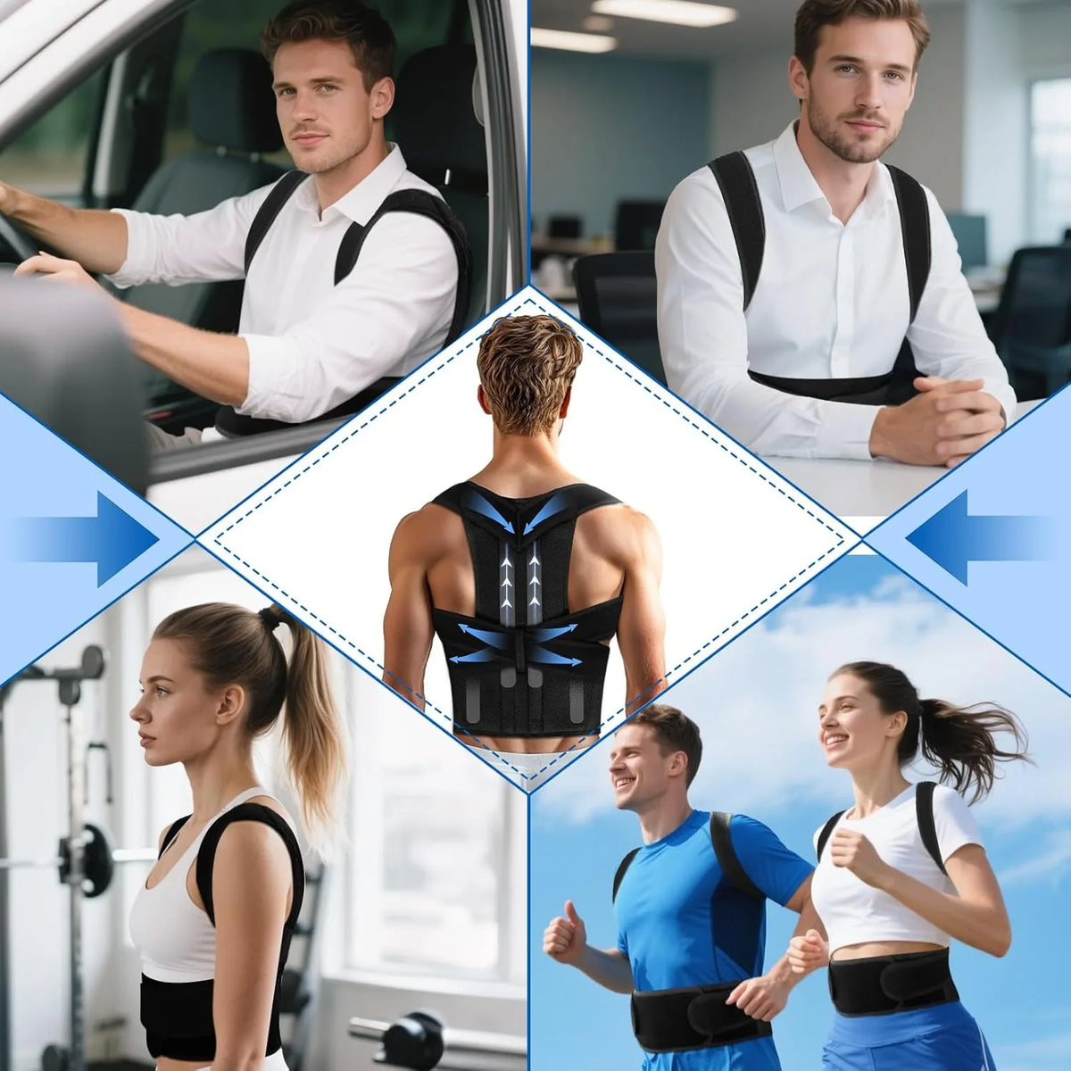 Back Brace Posture Corrector for Women & Men, Adjustable Back Lumbar Support Belt Shoulder Posture Support for Improve Scoliosis