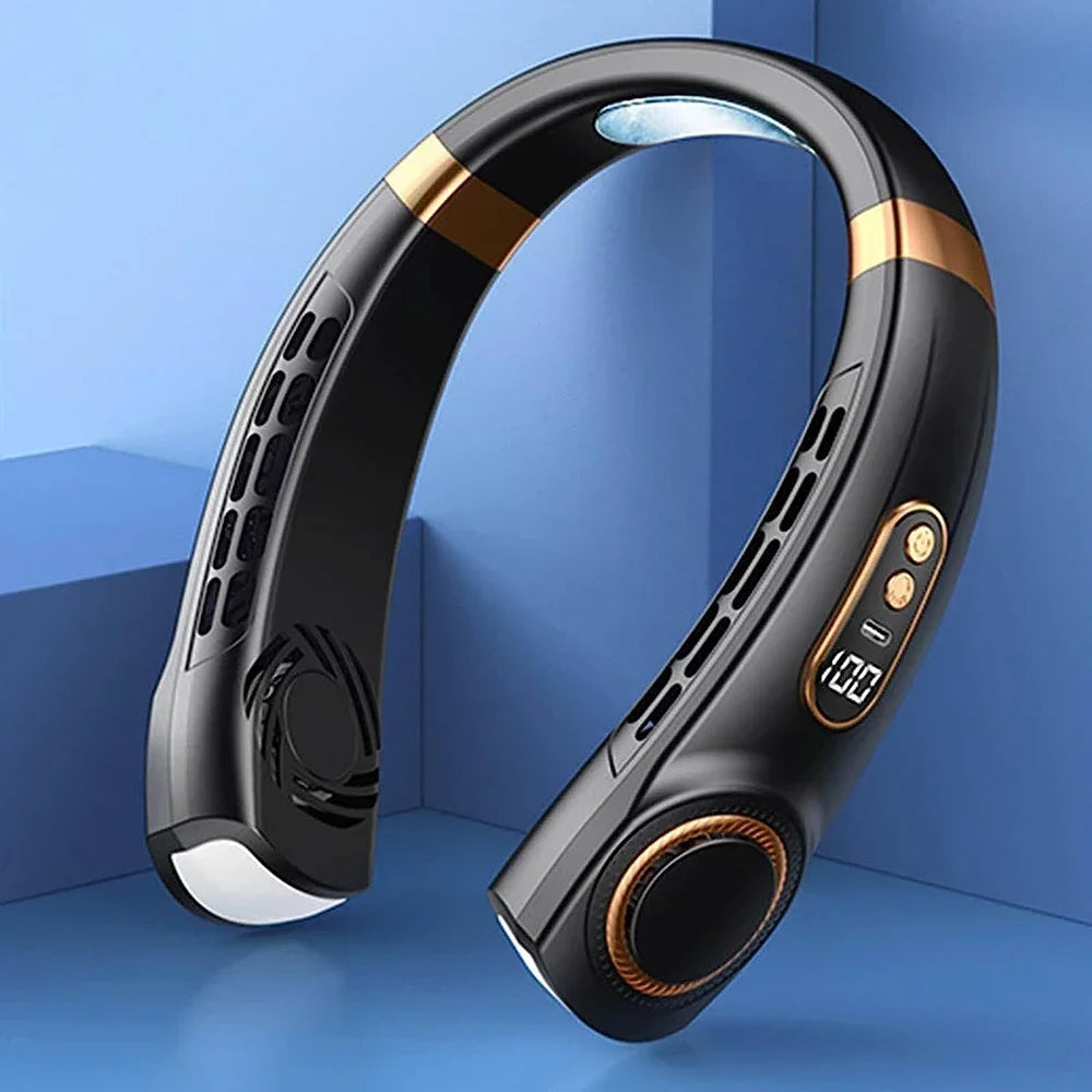2025 Mini Hanging Neck Fan Portable Bladeless Neck Fan Air Cooler Digital Display Rechargeable Air Conditioner Neck Ventilator