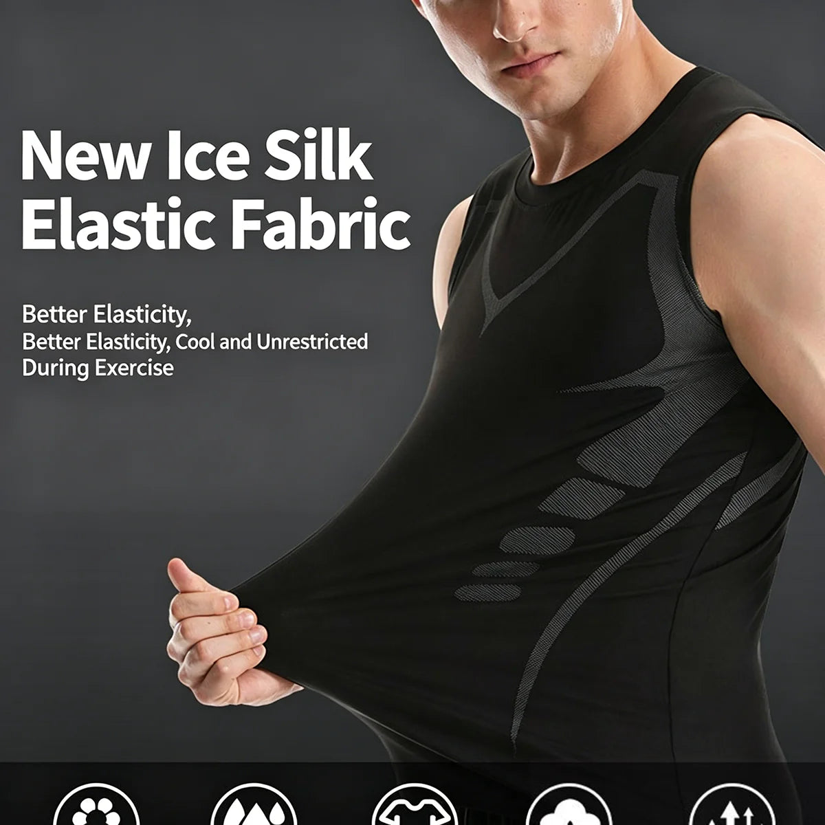 Summer Men Shapewear Ionic Shaping Vest Sleeveless Shirt Tight Compression Shirts Tank Top Body Shaper Breathable Ice Silk Vest