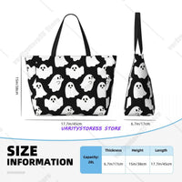 Ghost Halloween Cartoon Pattern Beach Tote Bag Sport Gym Yoga Duffle Large Tote Bag Women Travel Fitness