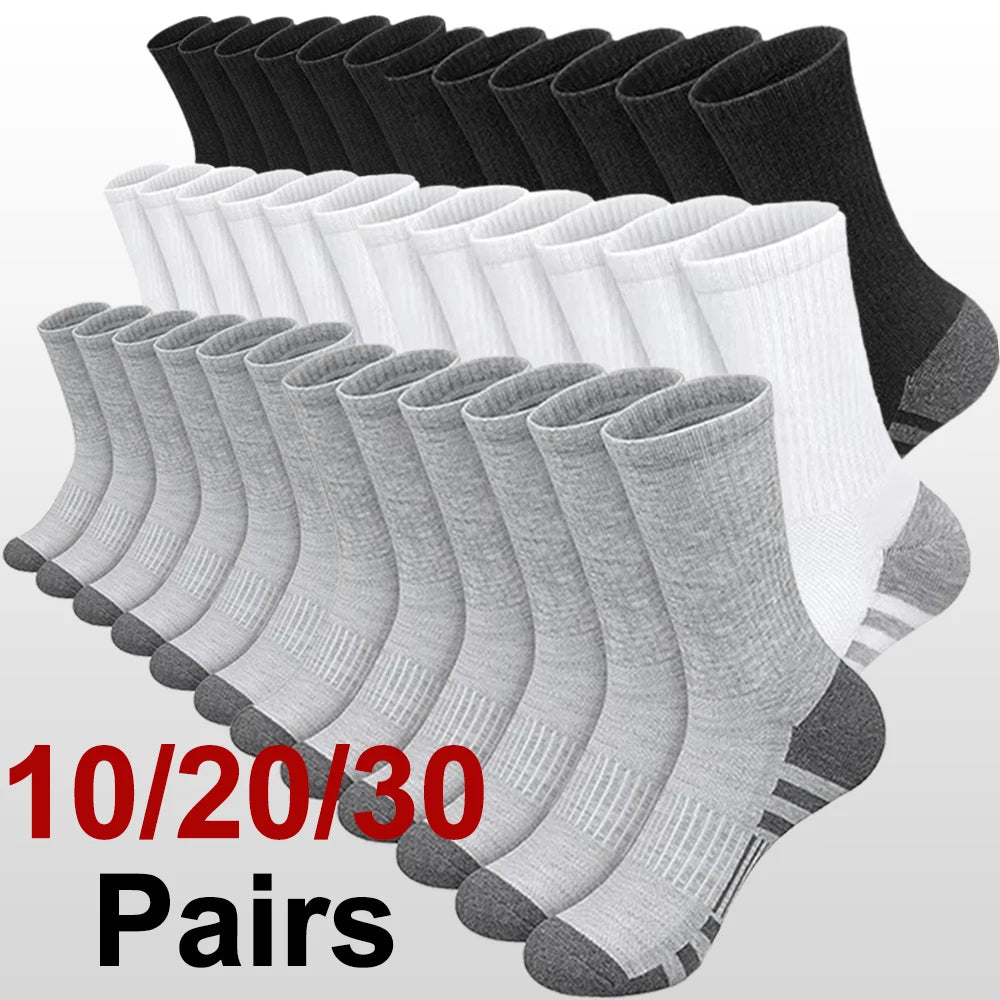 10/20/30 Pairs Men's Outdoor Sports Socks Anti Odor Absorbing Breathable Cotton Invisible Running Casual Socks for Basketball