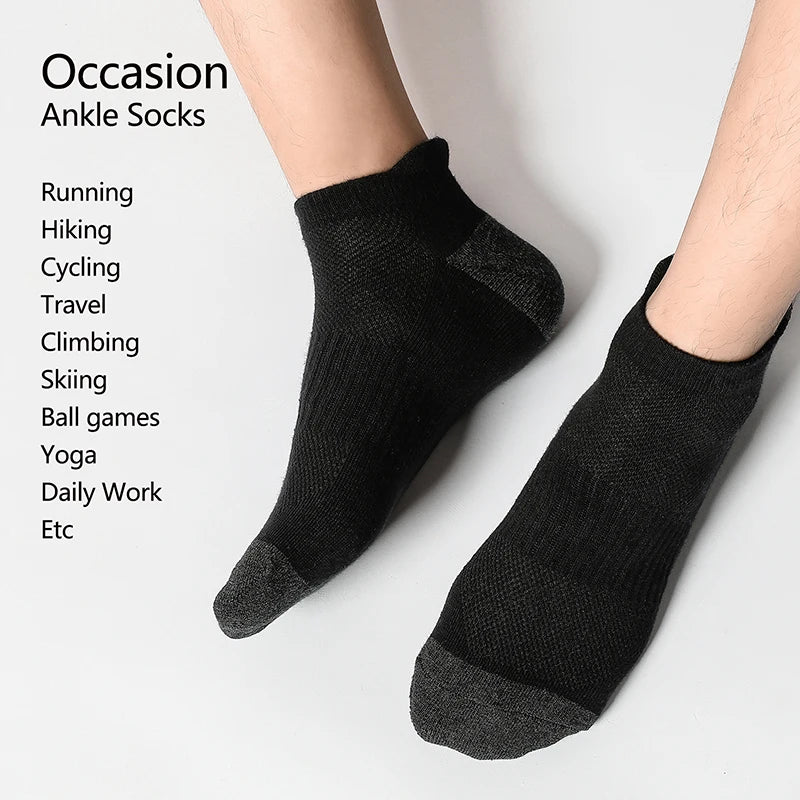 6 Cotton Man and Women Socks Sports Solid Color Male's Short Sock Cycling Breathable Mesh Ankle Summer Running Socks