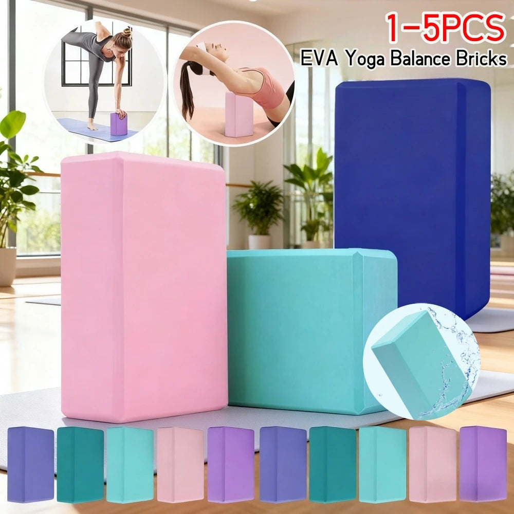 1-5PCS EVA Yoga Block Solid Color Yoga Balance Bricks Moisture-Proof High Density Yoga Blocks Body Shaping Blocks for Meditation