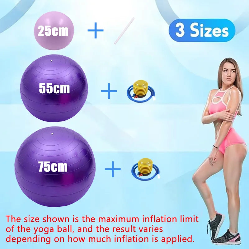Women Gym Yoga Fitness Ball Thickening Type Anti-explosion Diameter 25/55/75cm Pilates Workout Mini Ball Sculpting Legs And Hips