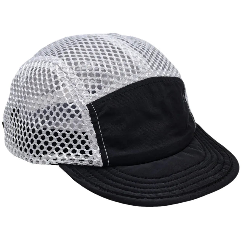 5 Panel Mesh Trail Running Cap Quick Dry Breathable Baseball Hat Adjustable Unisex Outdoor Sports Cycling Hiking Camping Sun Cap