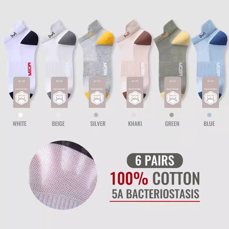 MiiOW 100% Pure Cotton Short Socks Men Ankle Sock Business Dress Ear-lifting Heel Protection Deodorant Antibacterial Sports Sock