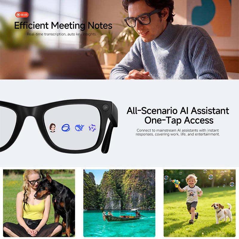 Upgraded HD5-ultra AI Smart Glasses AI Real-time Translation 800W Pixel Camera Photo Video Recording 300 Mah Smart Glasses 2026