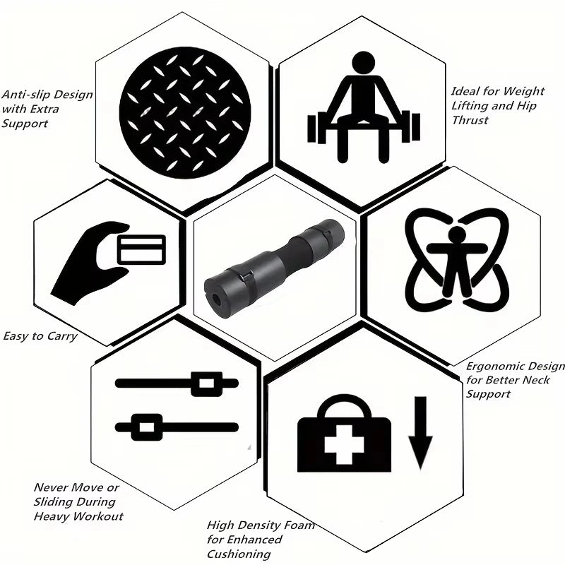 Gym Barbell Squat Pad Foam Shoulder Neck Protector Cushion  Anti‑Slip Bar Pad for Hip Thrust Squat Weight Training Bodybuilding