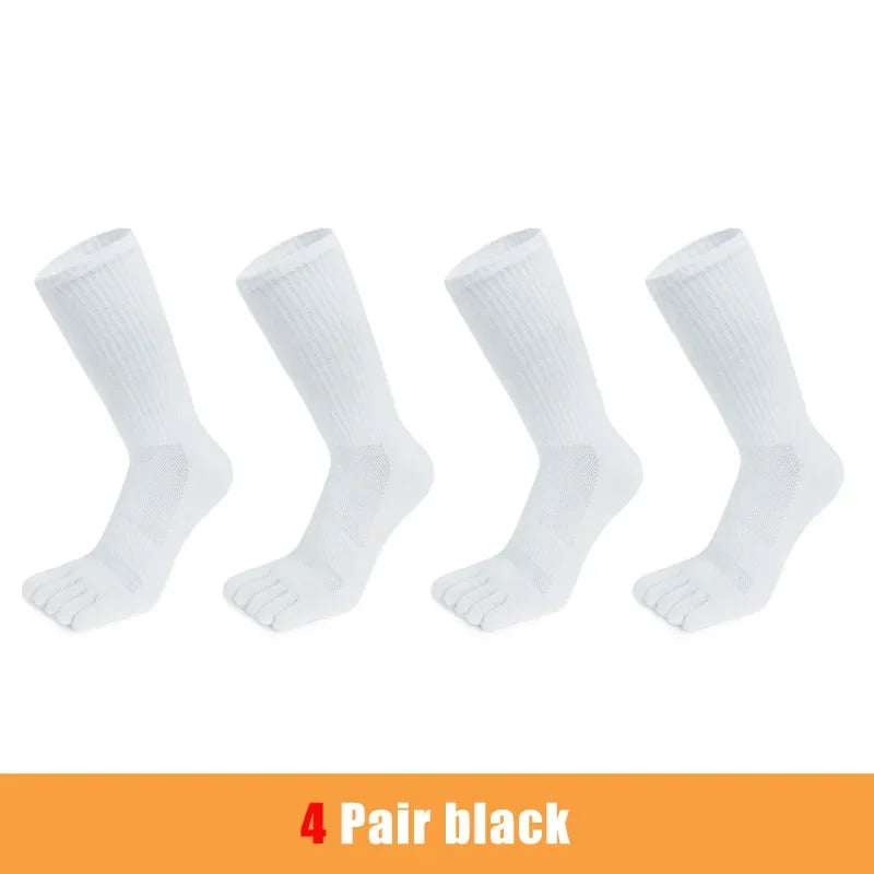 4 Pairs Man Toe Socks Long Sport Plus Large Cotton Compression Mesh Sweat-Absorbing Outdoor Bike Run Hiking Five Finger Sock Boy