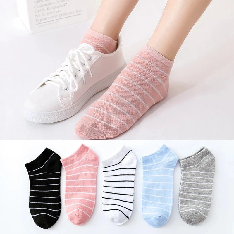 5 Pairs Socks Womens Summer Autumn Socks Women Quality Cotton Cute Set Japanese Style Sports Fashion Short Ankle Socks Harajuku