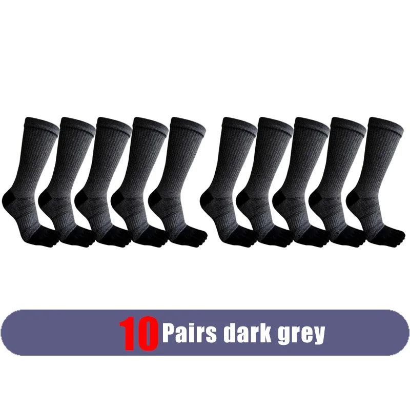 1/5/10 Pairs Compression Toe Socks Long Man Cotton Fitness Marathon Hiking Outdoor Basketball Calf Toe Sport Five Finger Socks