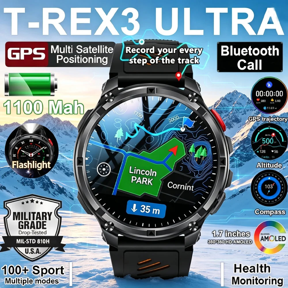 2026 New T-Rex3 Ultra 1100mAh Super Capacity Battery Adult Men Smart Watch 1.7