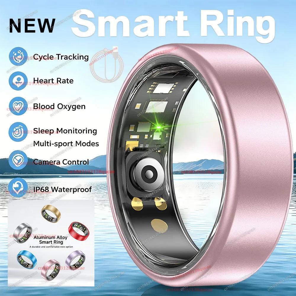 2026 New Smart Ring Heart Rate Blood Pressure Sleep Monitoring Motion Tracking IP68 Waterproof Men Women Smart Ring Holiday Gift