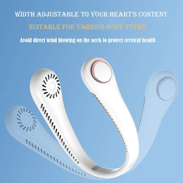 New Learless Mini Fan Hanging Neck Lazy Person Portable Turbo Sports Outdoor Silent Charging USB Soft Rubber Fan