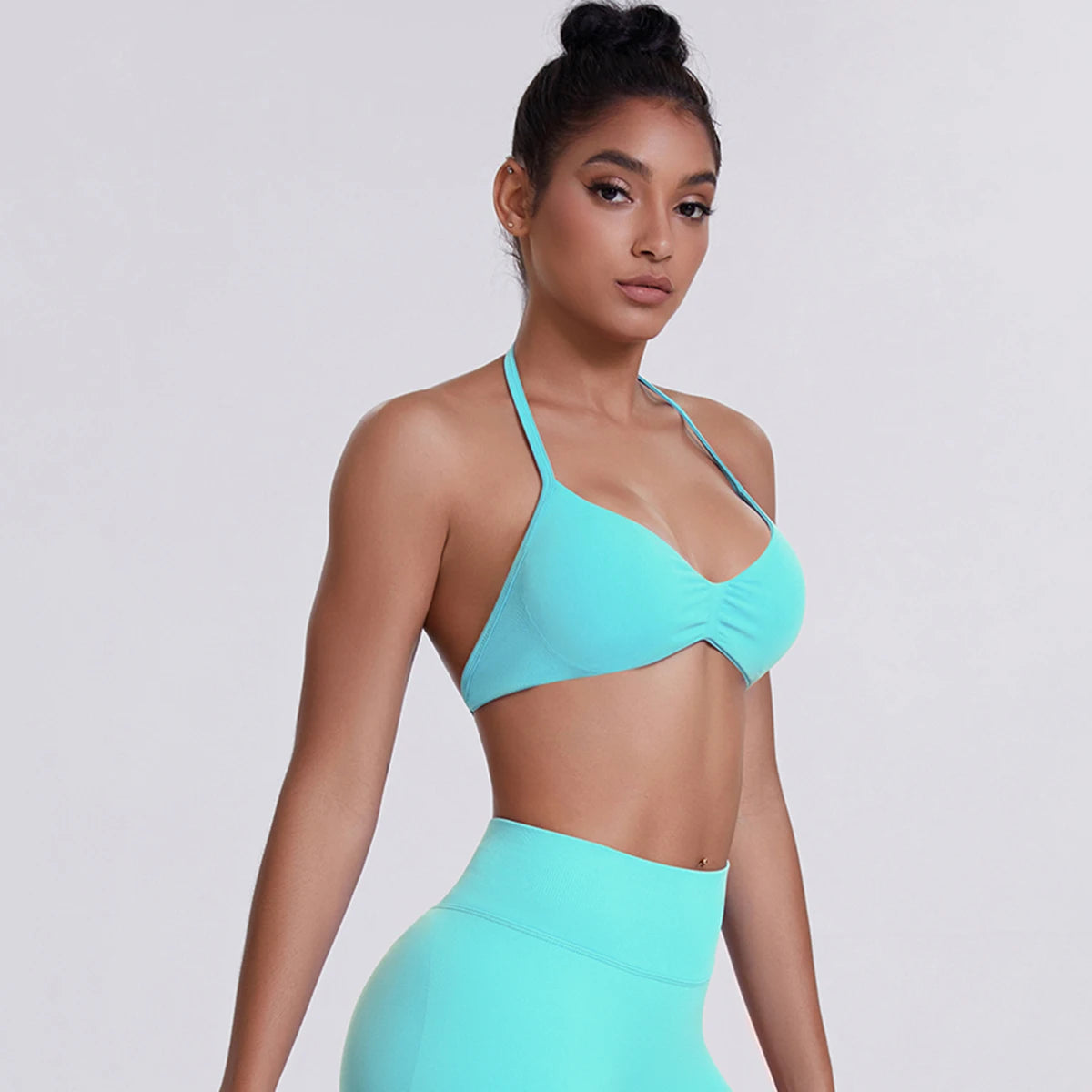 Sexy Neck Strap Bra for Woman Summer Breathable Backless Yoga Bra Women Fitness Solid Color Yoga Sports Bra Workout Top