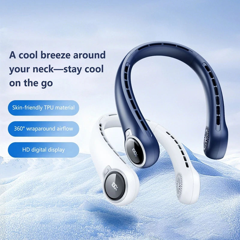 Lenovo Portable Neck Fan Bladeless USB Rechargeable Silent Cooling Fan Hands Free Wearable Long Battery Life Mini Travel Fan