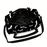 White Bat Black Large Capacity Luggage Bag for Boy and Girls Best Gifts 2D Flat Cartoon Travel Duffels Hand Bag for Children