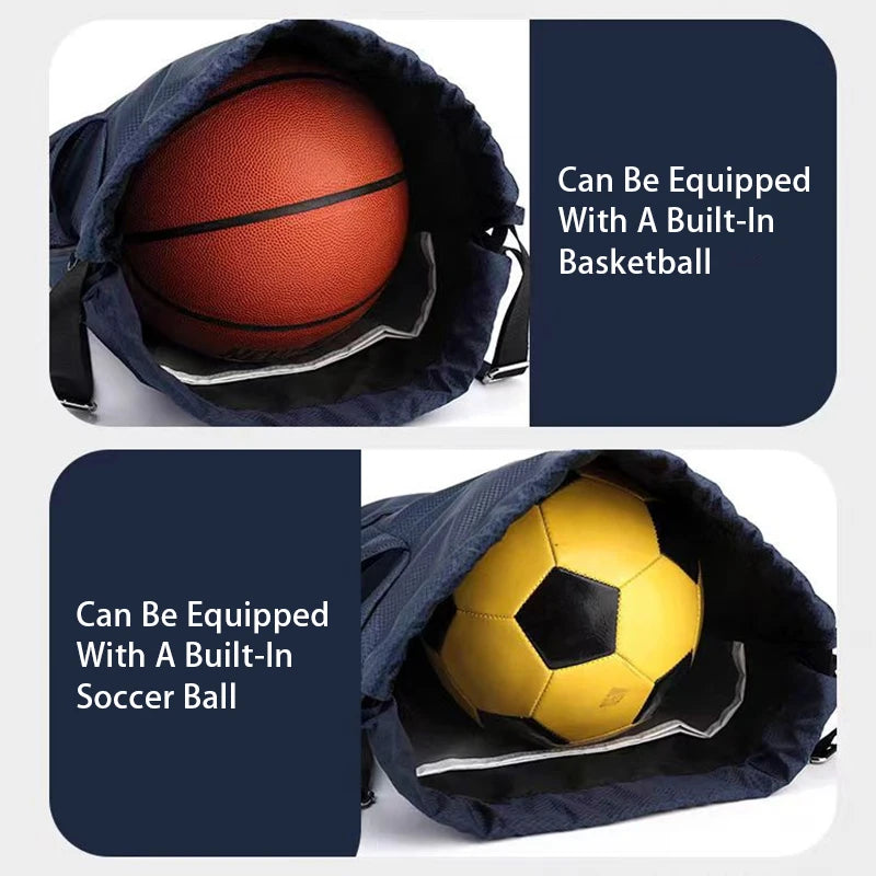 Sports Backpack Drawstring Basketball Backpack for Women&Men String Swim Gym Bag with Shoes Compartment and Wet Proof Pocket