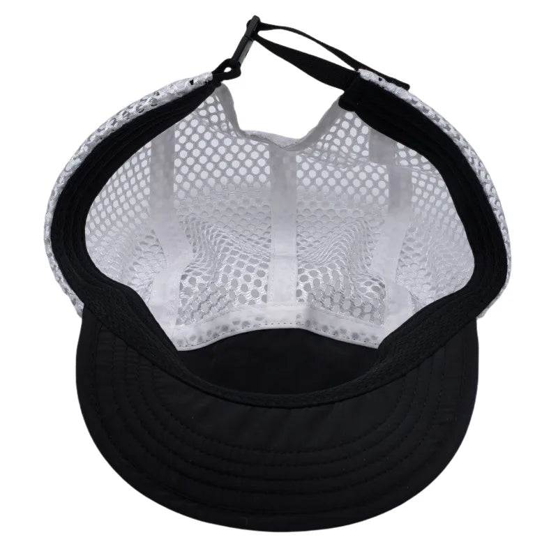 5 Panel Mesh Trail Running Cap Quick Dry Breathable Baseball Hat Adjustable Unisex Outdoor Sports Cycling Hiking Camping Sun Cap