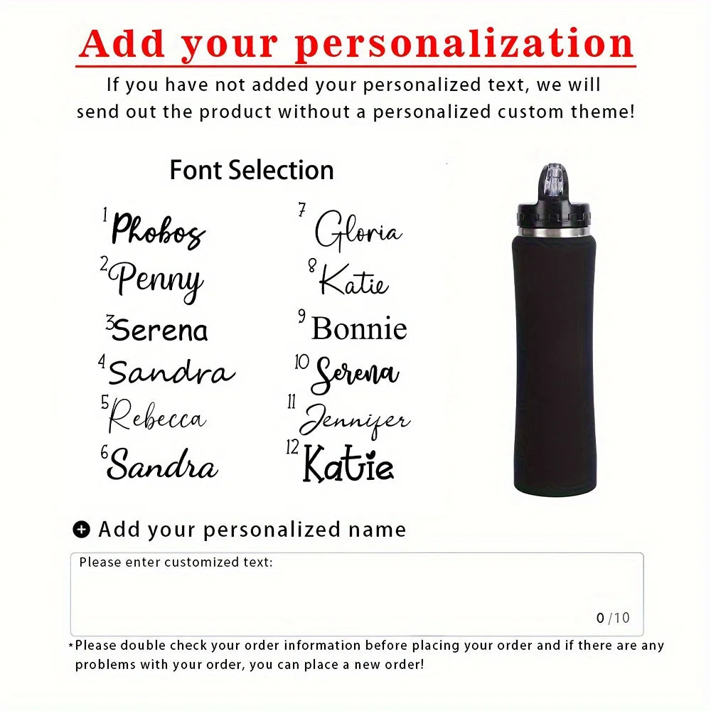 Personalized Insulated Stainless Steel Water Bottle with Straw, Engraved Fitness & Cycling Bottle, Perfect Gift for Men Women