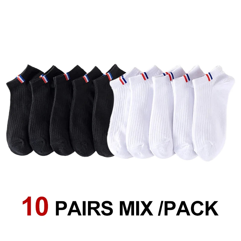 10/20 Pair Neutral Solid Color Low-Top Sports Socks Spring Summer Sweat Absorbing Breathable Comfortable All-Season Leisure Sock