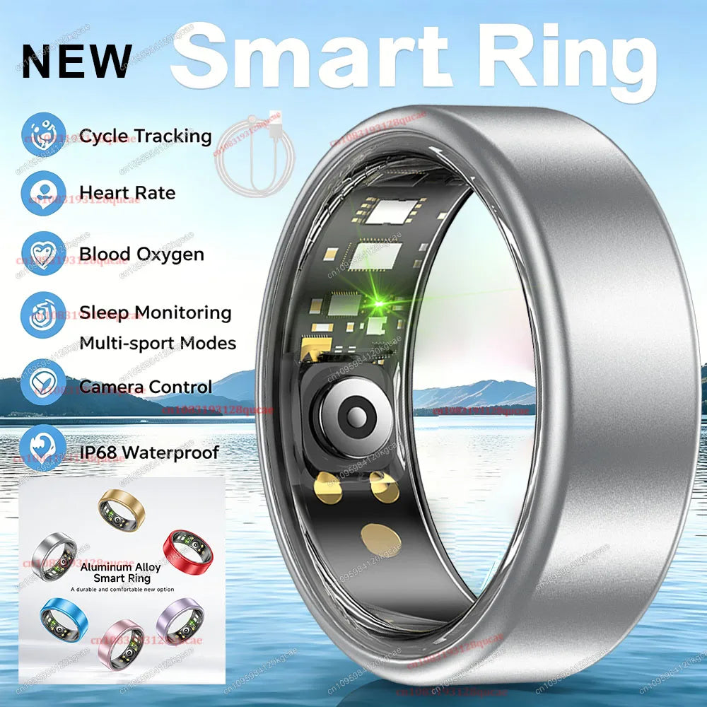 2026 New Smart Ring Heart Rate Blood Pressure Sleep Monitoring Motion Tracking IP68 Waterproof Men Women Smart Ring Holiday Gift