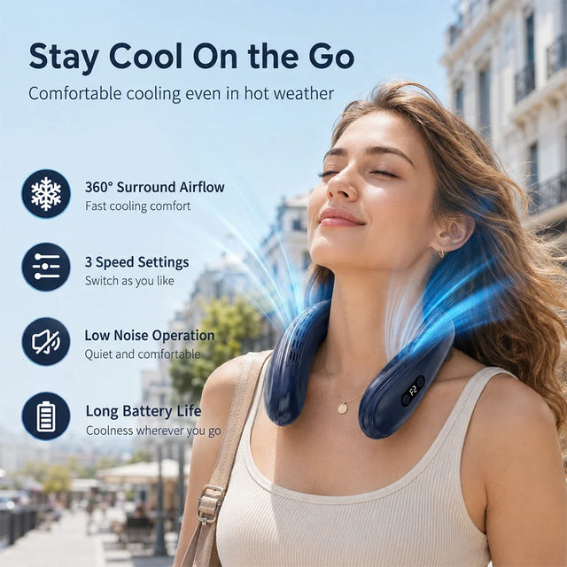 Semiconductor Cooling Portable Neck Air Conditioner Bladeless Rechargeable Neck Fan Personal Wearable Cooler