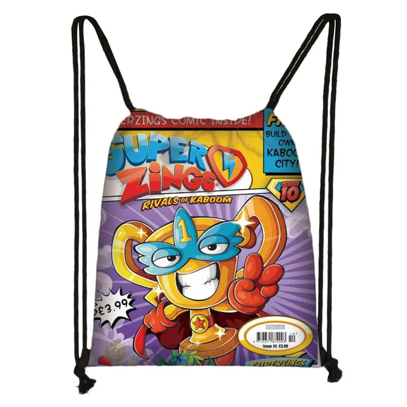 Cartoon Super Zings Drawstring Bag Boys  Girls Casual Backpack Youth Lightweight Super Zings Printing Bags Storage Bag Gift