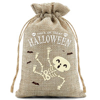 10pcs10X15cm Halloween Linen Drawstring Gift Bag Trick or Treat Party Children's Small Gifts Candy Packaging Storage Bag