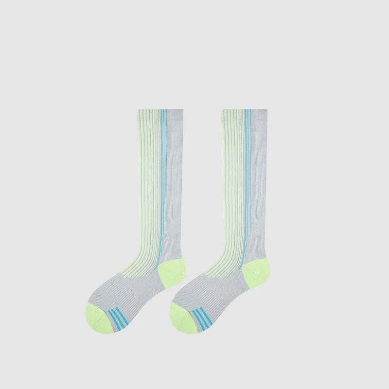 Women's Summer Autumn Thin Mid-Calf Compression Socks Anti-Slip Breathable Seamless for Yoga Running Fitness Hiking for Lady