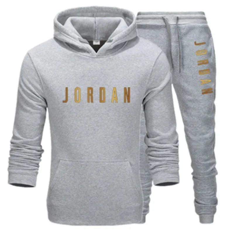 Men's printed sports suit hoodie and sweatpants two-piece set  suitable for casual sports street wear