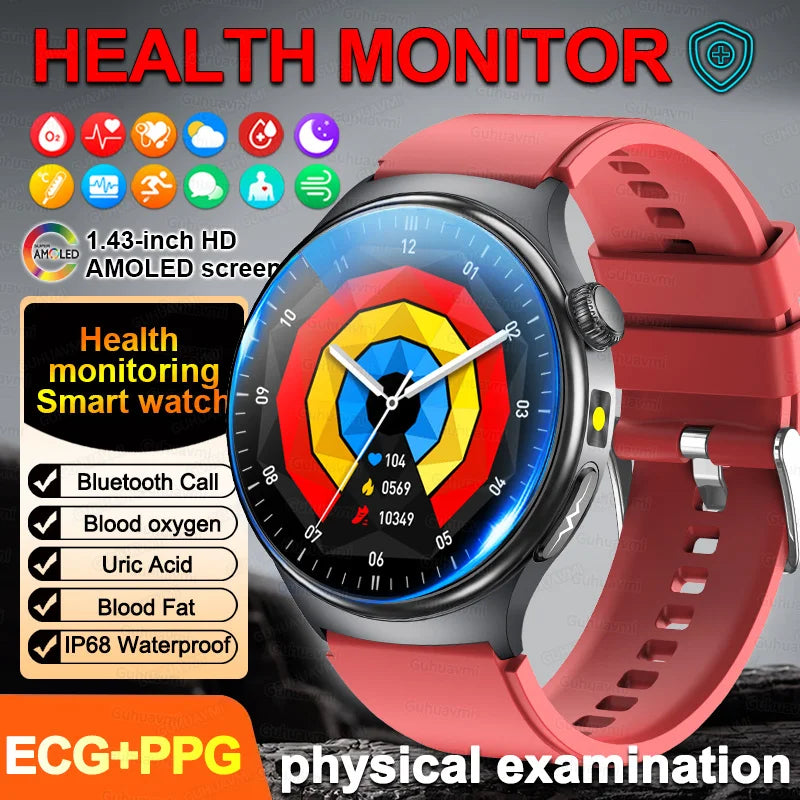 New Accurate ECG Smart Watch Heart Health Analysis Blood oxygen Pressure BT call ECG Smart Watches For Men Women protective film
