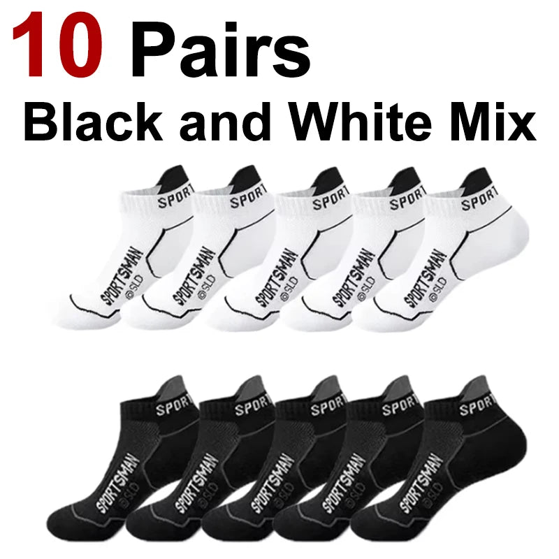 10/12 Pairs High-Quality Knitted Anti Odor Men Sports Socks Summer Sweat Absorbing Mesh Breathable Couple Running Casual Socks