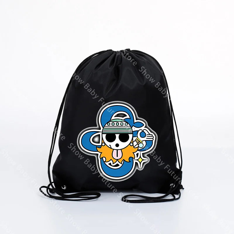 Big 45x45CM Cartoon One Piece Drawstring Bag for Adult Luffy Zoro Fashion Swim Ride Running Sport Backpack Portable Storage Bags