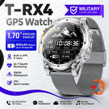 T-RX4 Ultra GPS Outdoors Military Smart Watch Men 1.7" AMOLED Compass 10ATM Waterproof 850mAh Battery Bluetooth Call Smartwatch