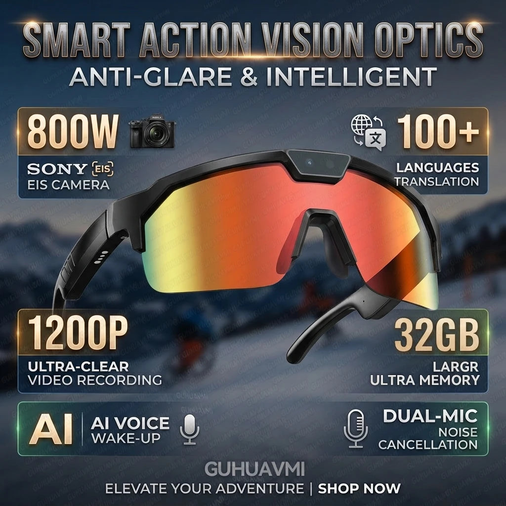 2026 New AI Smart Sports Glasses 800W Camera 1200P HD Anti-shake Cycling Video Shooting Artifact ChatGPT 32GB Windproof Goggles