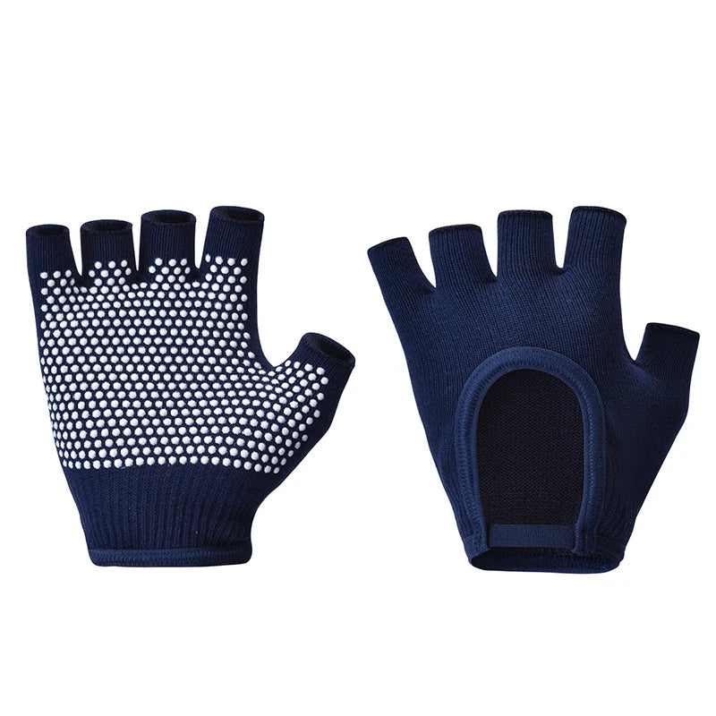 Women Anti-slip Yoga Gloves Cotton Fitness Half Finger Gloves Breathable Outdoor Cycling Bicycle Pilates Sports Fishing Gloves