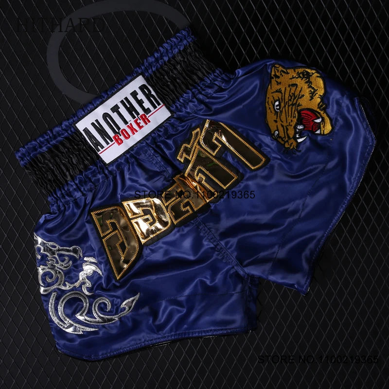 Tiger Muay Thai Shorts Satin Kick Boxing Shorts Mens Women Kids Gym Martial Arts MMA Training Clothes BJJ Fight Kickboxing Pants