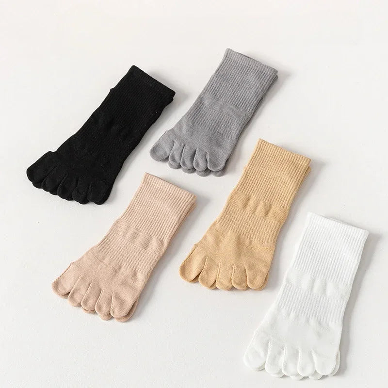 5 Pairs Five Finger Socks Women Low Cut Ankle Toe Socks with Separate Fingers Summer Mesh Cotton Sports Socks Running Yoga