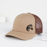 Western Horse Head Print Trucker Cap Adjustable Unisex Cowboy Riding Mesh Sun Hat